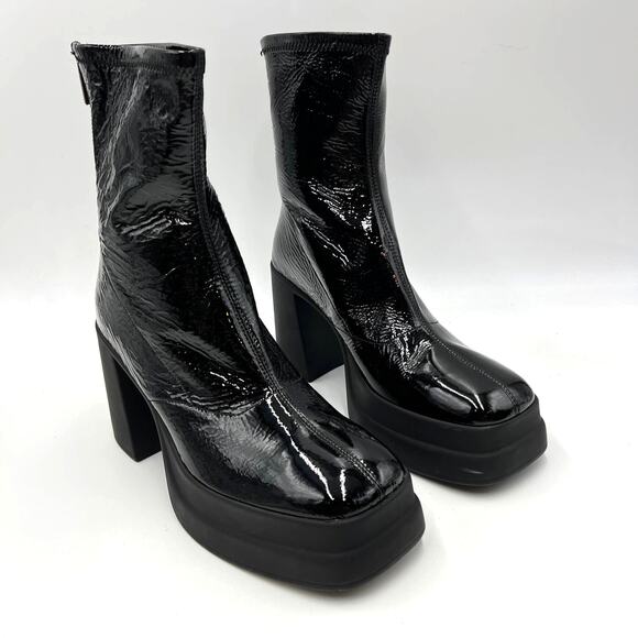 Free People Womens Double Stack Suede Platform Boots Black Size EU 40 US 10 - Picture 2 of 11